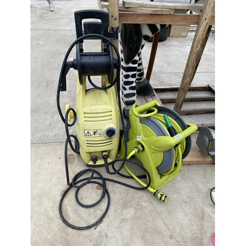 1761 - AN ELECTRIC PRESSURE WASHER AND A HOSE REEL