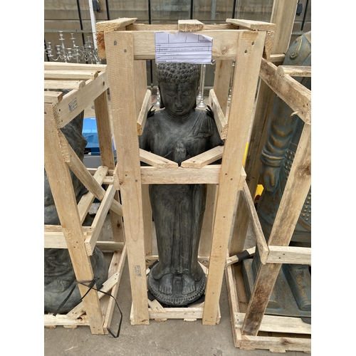 1765 - A CEMENT FIBRE FIGURE OF A STANDING MEDITATION BUDHA (H:120CM)