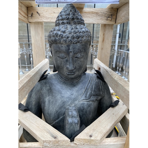 1765 - A CEMENT FIBRE FIGURE OF A STANDING MEDITATION BUDHA (H:120CM)