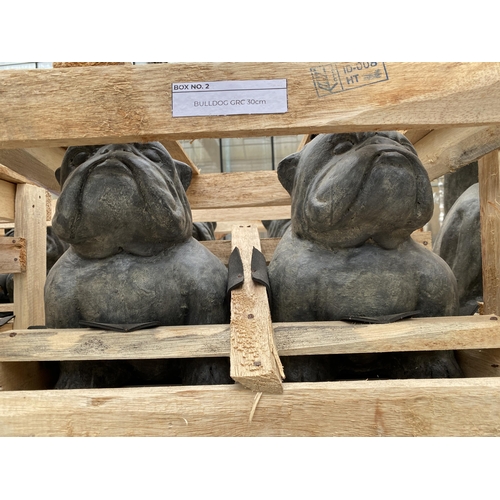 1771 - A PAIR OF CEMENT FIBRE BULLDOG FIGURES (H:30CM)