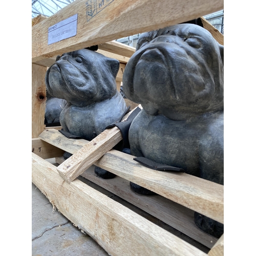 1771 - A PAIR OF CEMENT FIBRE BULLDOG FIGURES (H:30CM)