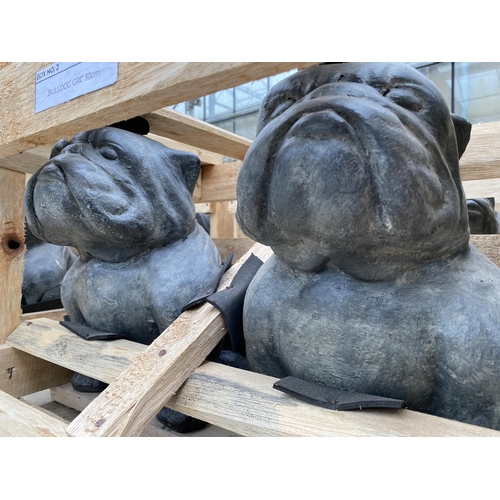 1773 - A PAIR OF CEMENT FIBRE BULLDOG FIGURES (H:30CM)