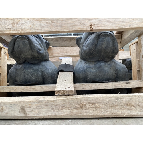 1774 - A PAIR OF CEMENT FIBRE BULLDOG FIGURES (H:30CM)