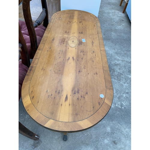 2692 - A TWIN PEDESTAL YEW WOOD COFFEE TABLE