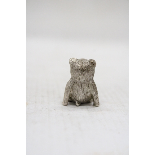 13 - A HALLMARKED SILVER TEDDY BEAR PIN CUSHION