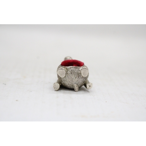 13 - A HALLMARKED SILVER TEDDY BEAR PIN CUSHION