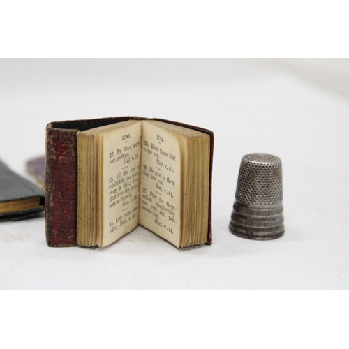 19 - FOUR MINIATURE BOOKS COMPRISING TILT'S MINIATURE ALMANACK FOR 1838, SMALL RAIN (2) AND THE HISTORY O... 