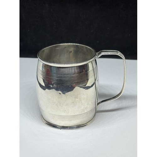 24 - A HALLMARKED LONDON SILVER TANKARD GROSS WEIGHT 91.8 GRAMS