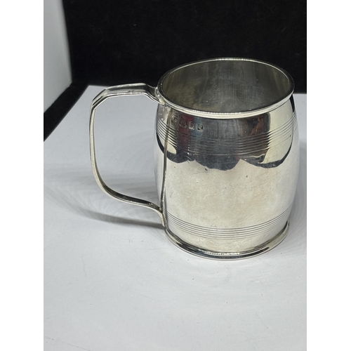 24 - A HALLMARKED LONDON SILVER TANKARD GROSS WEIGHT 91.8 GRAMS