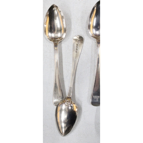 37 - A SET OF SIX HALLMARKED GEORGIAN SILVER DESERT SPOONS GROSS WEIGHT 222.7 GRAMS