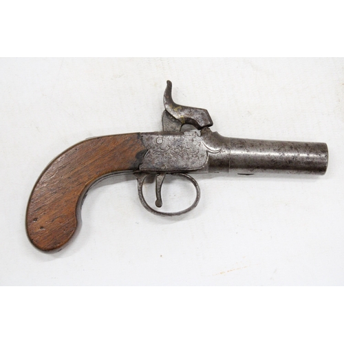 4 - A MID 19TH CENTURY PERCUSSION CAP TURNOFF BARREL POCKET PISTOL