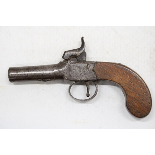 4 - A MID 19TH CENTURY PERCUSSION CAP TURNOFF BARREL POCKET PISTOL