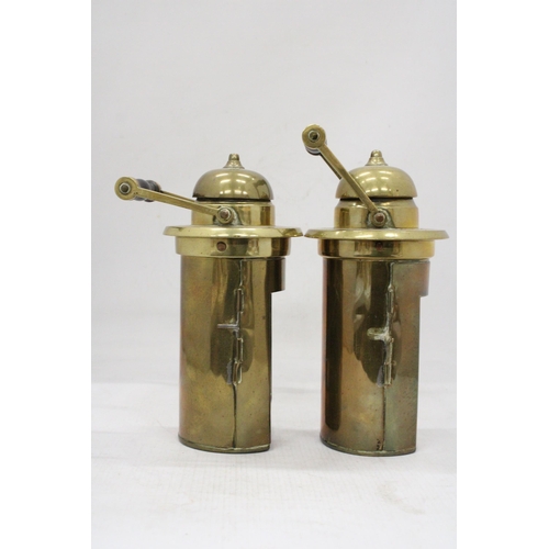 41 - A PAIR OF BRASS SHIPS LAMPS MARKED AFG 1942