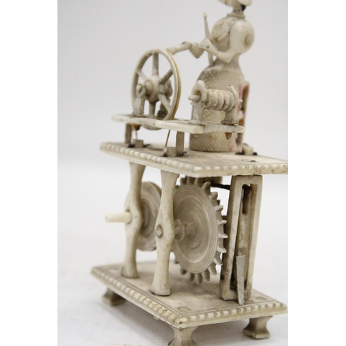 5 - AN EARLY 19TH CENTURY NAPOLEONIC FRENCH PRISONER OF WAR CARVED BONE SPINNING JENNY AUTOMATON