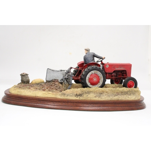 50 - A LARGE BORDER FINE ART FIGURE LIFTING THE PINKS (INTERNATIONAL B250 TRACTOR) LIMITED EDITION 1614/1... 