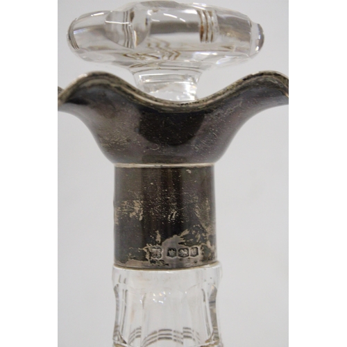 59 - A HALLMARKED SHEFFIELD SILVER GLUG DECANTER ENGRAVED STOCKPORT GOLF CLUB