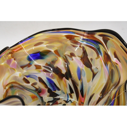 69 - A HANDBLOWN AND SIGNED MURANO STYLE GLASS BOWL