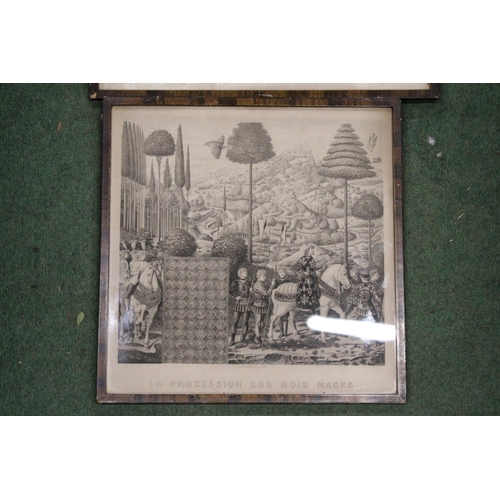 116 - A SET OF THREE GOOD QUALITY FRAMED AND GLAZED ENGRAVINGS BY BENOZZO GOZZOLI 