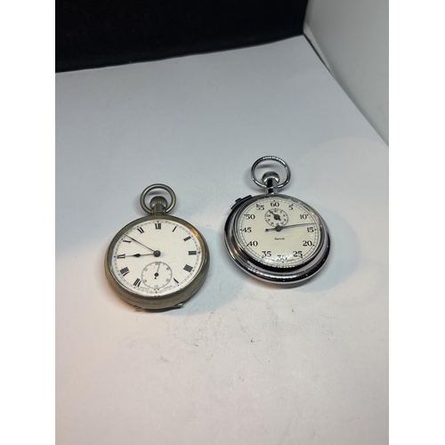 764 - TWO POCKET WATCHES ONE A SMITHS STOP WATCH WITH SUB DIAL