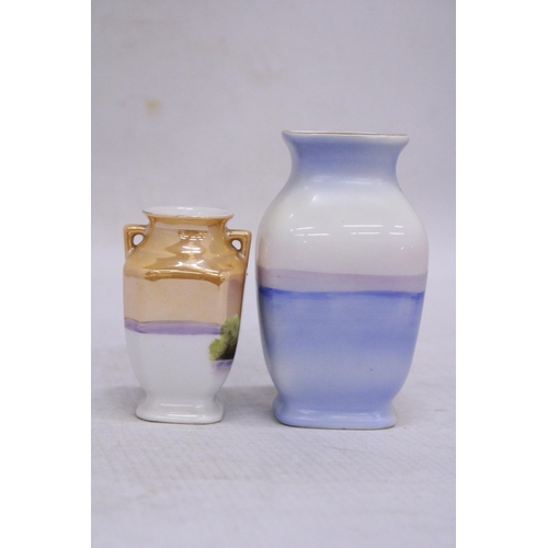 909 - TWO SMALL VINTAGE NORITAKE VASES, HEIGHTS 11CM AND 8CM