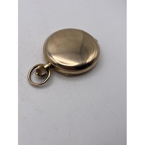 506 - AN ANTIQUE GOLD FILLED FULL HUNTER GENTS POCKET WATCH 51MM DIAMETER