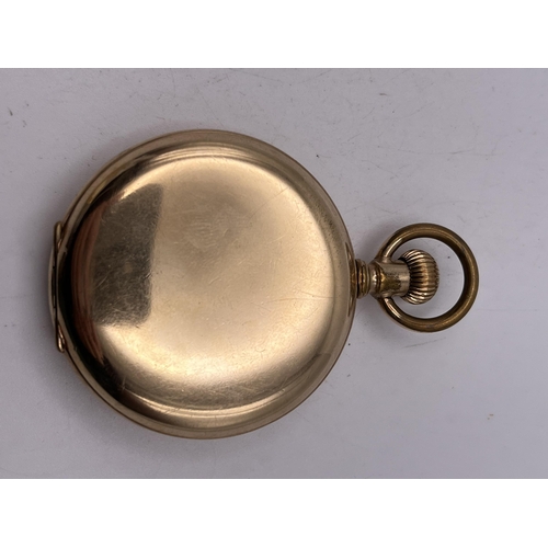 507 - AN ANTIQUE FULL HUNTER GENT'S GOLD FILLED POCKET WATCH THOS RUSSEL AND SON LIVERPOOL 51MM DIAMETER