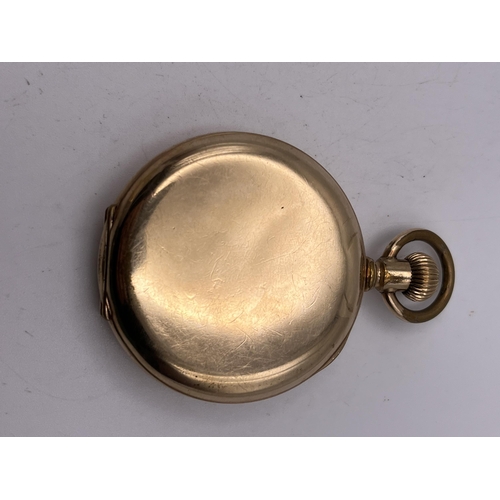 507 - AN ANTIQUE FULL HUNTER GENT'S GOLD FILLED POCKET WATCH THOS RUSSEL AND SON LIVERPOOL 51MM DIAMETER