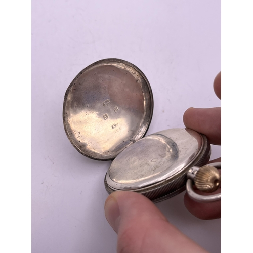 511 - A MARKED 925 SILVER WALTHAM MASS GENTS POCKET WATCH 52MM