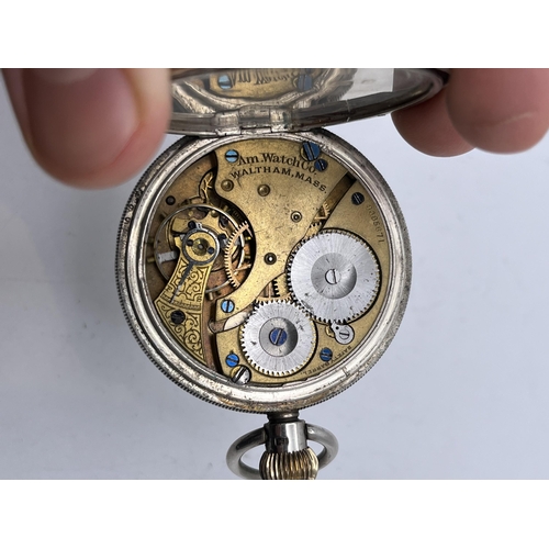 511 - A MARKED 925 SILVER WALTHAM MASS GENTS POCKET WATCH 52MM