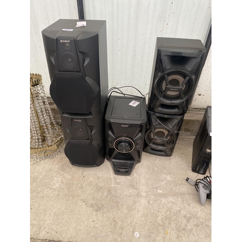 2365 - A SONY STEREO SYSTEM AND TWO PAIRS OF SPEAKERS