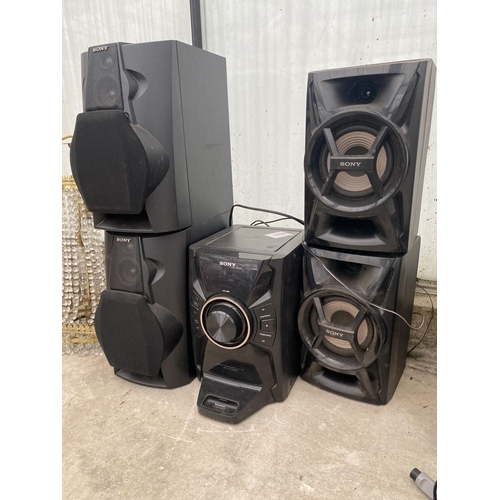 2365 - A SONY STEREO SYSTEM AND TWO PAIRS OF SPEAKERS