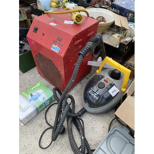 2374 - AN ASSORTMENT OF ITEMS TO INCLUDE A 110V HEATER AND A DREMMEL STYLE DRILL ETC