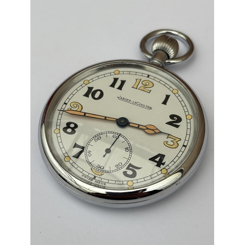 556 - A JAEGER LECOULTRE BRITISH WW2 MANUAL WIND POCKET WATCH MARKED G.S.T.P F036181, SERIAL NUMBER 140675... 