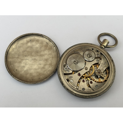 562 - A VINTAGE BLACK FACED MILITARY POCKET WATCH MARKED BRAVINGTONS G.S.T.P 202239