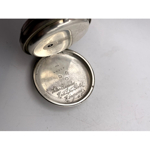 510 - A HALLMARKED LONDON SILVER FUSEE POCKET WATCH, MAKE F K JOHNSON, RAILWAY STREET, LONDON, DIAMETER OF... 