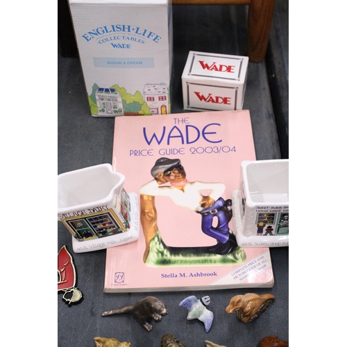 265 - A COLLECTION OF WADE TO INCLUDE WHIMSIES, A JUG AND BOWL ANDM BOOKLET