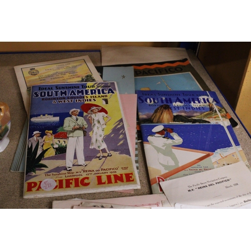 907 - A COLLECTION OF VINTAGE EPHEMERA RELATING TO PACIFIC LINE SERVICES CRUISES IN THE 1930'S