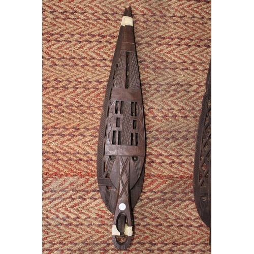 914 - FOUR VINTAGE HAND CARVED AFRICAN TRIBAL SPEARS/PADDLES