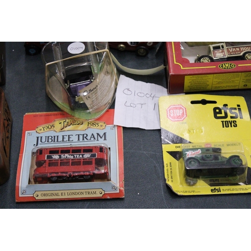 973 - THIRY ONE DIE-CAST VINTAGE STYLE VANS AND CARS TO INCLUDE LLEDO, MATCHBOX, CORGI, ETC