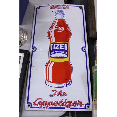 978 - A METAL TIZER ADVERTISING SIGN, 31CM X 61CM