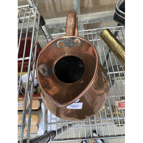 1607 - A VINTAGE COPPER 1 GALLON HAYSTACK JUG