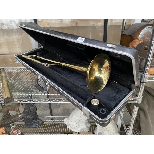 1609 - A PART COMPLETE BEESON TROMBONE WITH CARRY CASE