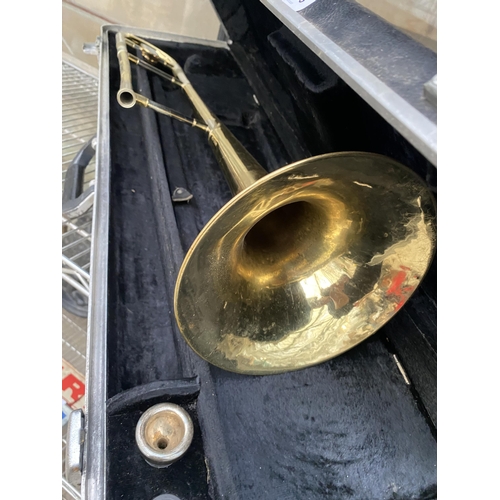 1609 - A PART COMPLETE BEESON TROMBONE WITH CARRY CASE