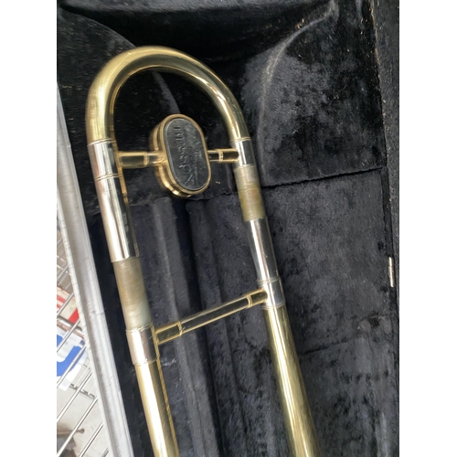 1609 - A PART COMPLETE BEESON TROMBONE WITH CARRY CASE