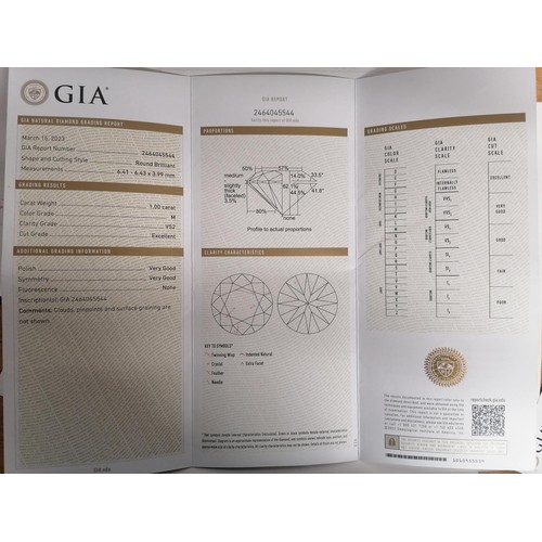 180 - A ONE CARAT ROUND BRILLIANT CUT SOLITAIRE DIAMOND RING MARKED 380 IN A PRESENTATION BOX WITH GIA CER... 