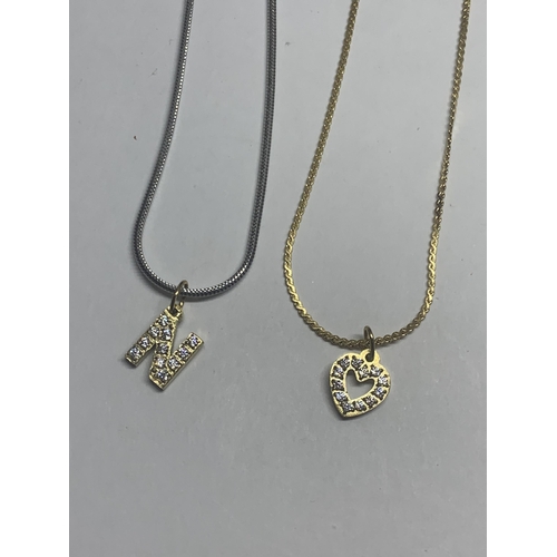 194 - EIGHT NECKLACES WITH PENDANTS TO INLCUDE INITIALS ETC