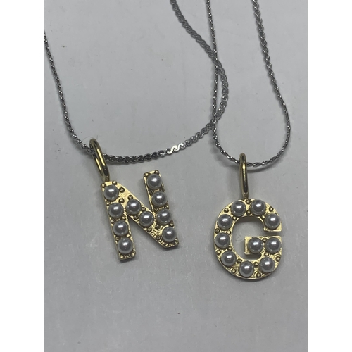 194 - EIGHT NECKLACES WITH PENDANTS TO INLCUDE INITIALS ETC