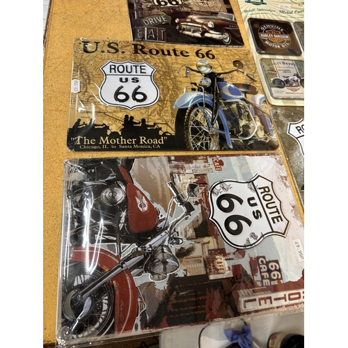 140 - FIVE ROUTE 66 RELATED TIN PLATE SIGNS