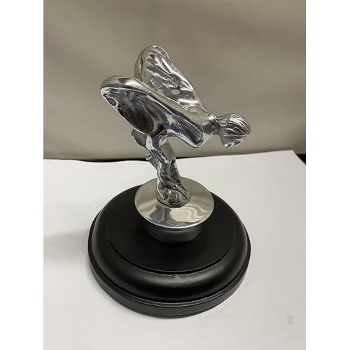 16 - A CHROME FLYING LADY ON A BASE