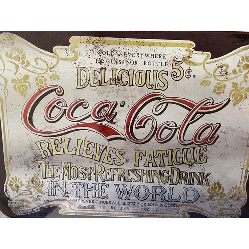 19 - A FRAMED TIN PLATE COCA COLA SIGN